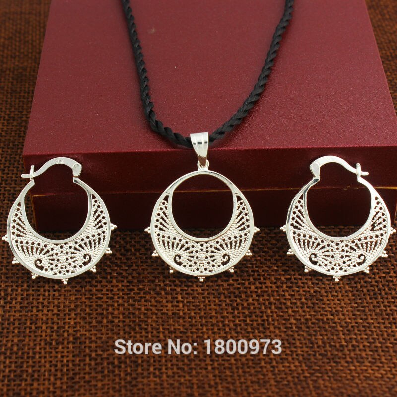 éthiopien/algérie ensemble de bijoux pendentif/corde/boucle d'oreille/bijoux plaqué argent érythrée Habesha femmes fête africaine