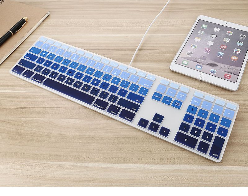 Pour Apple couverture de clavier iMac G6 protecteur de bureau coloré peau de Silicone avec clavier numérique pour Mac G5 peau de protection de la peau: fadeblue