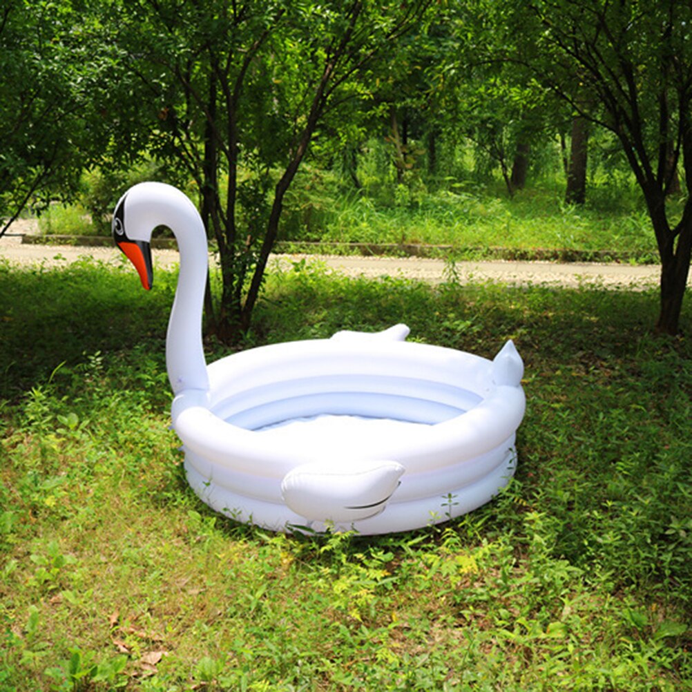 White Swan Shaped Homeheld Pool Bathtub Inflatable Swimming Pool Educational Plaything Sports Supplies for Boys Girls (White)