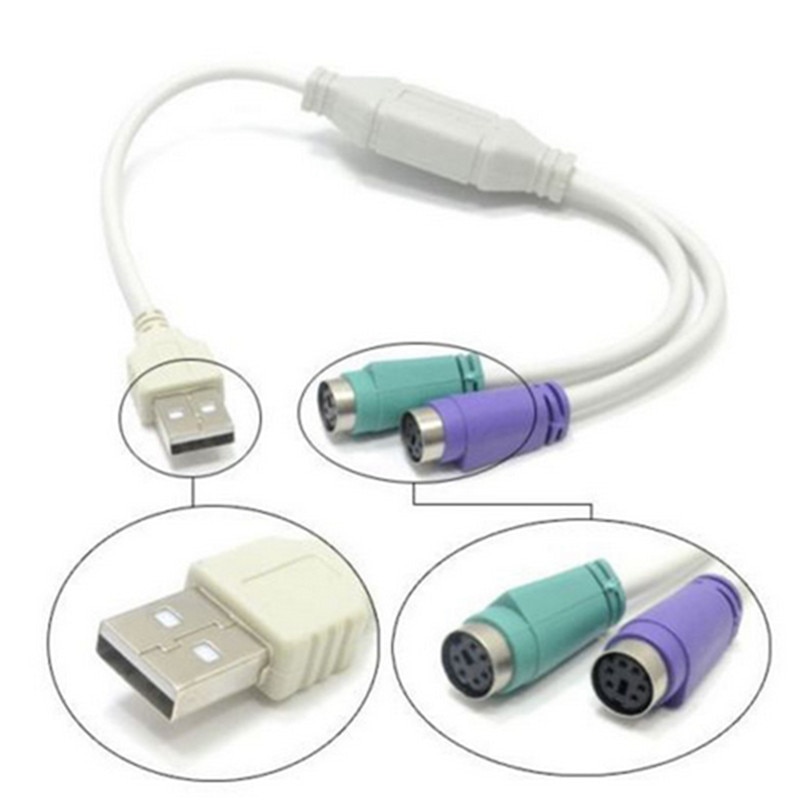 USB Male naar voor PS2 PS/2 Vrouwelijke Dual Kabel Adapter Converter Voor Toetsenbord Muis KVM Switcher
