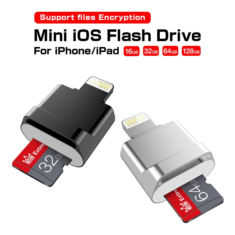 Micro sd tf-kort mini usb-flashdrev pendrive til iphone 6/6s/6 plus /7/7 plus /8/ x usb / otg / lyn 2 in 1 pen-drev til ios 13
