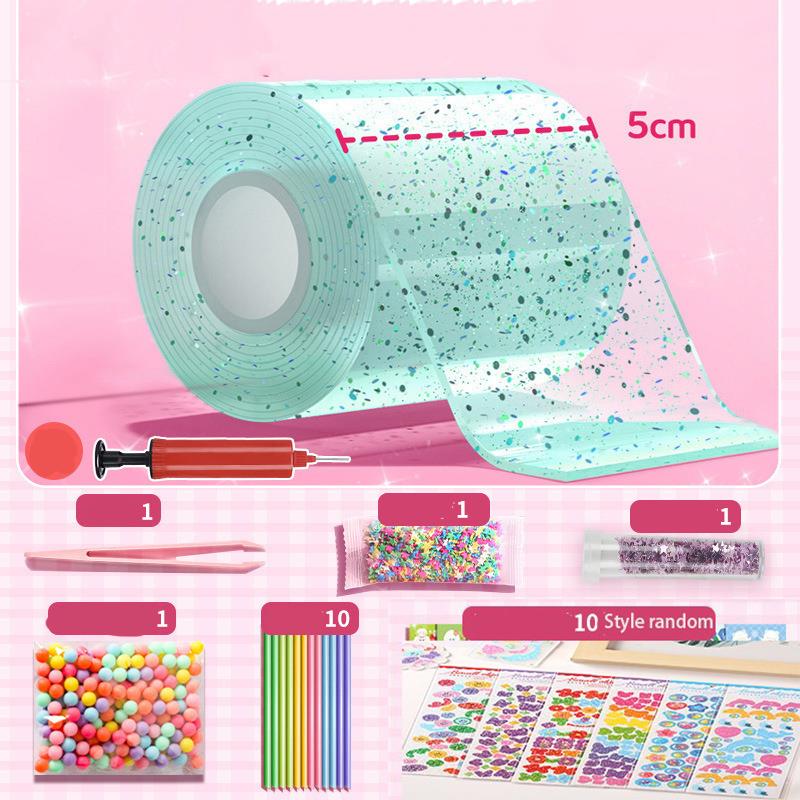 Pegamento Nano PET para amasar música, burbujas que soplan, juego completo de Nano cinta, pasta de doble cara, juguetes de descompresión de burbujas, pegatina: Negro