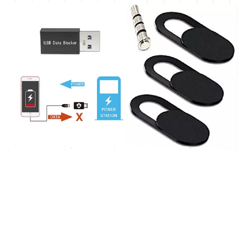 5Pcs Privacy Protection Set for Smartphone Laptop Desktop 1PC USB Data Blocker +1PC Mic Lock Sound Blocker+3PCS Webcam Cover