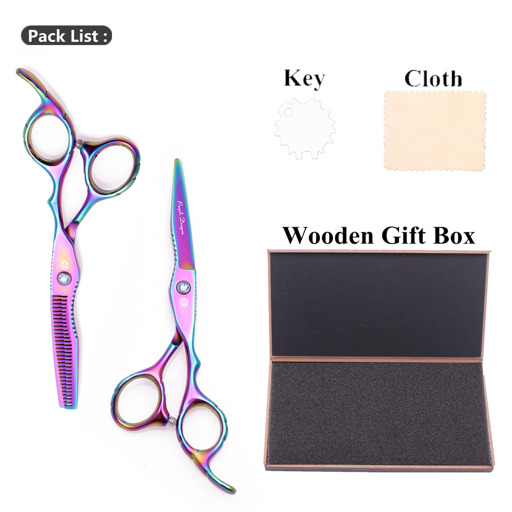 Lila Drachen 6 "JP Stahl Friseur einstellen Haarschnitt Ausdünnung Schere Haar Schneiden Schere Barbier Schere 1011# Gold: 1011 Cai D-6H