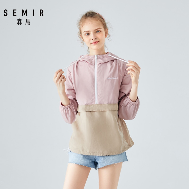 Semir pullover jacka kvinnor höst brev broderi lös oversized lös casual huvjacka för utomhusbruk