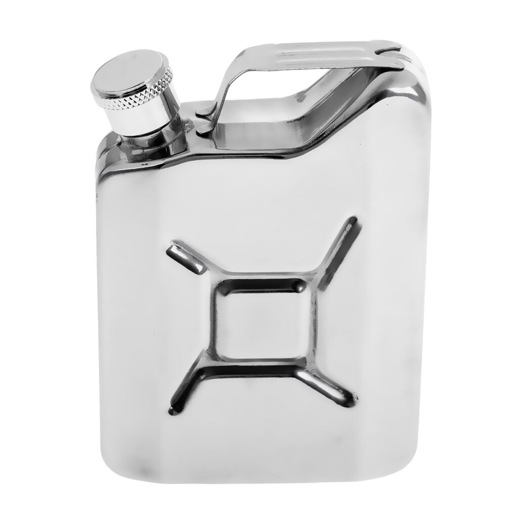 Liquor and Funnel - Stainless Steel Pocket Hip Flask with Black Leather Cover