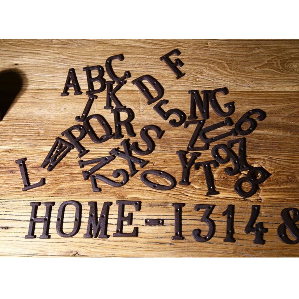 10pcs Cast Wrought Iron Black Antique House Door Number Signs Digits Sticker Plate