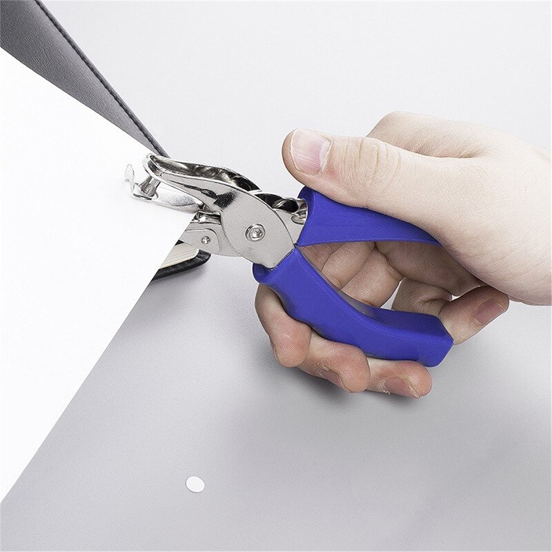 Perforator Hand-Held Briefpapier Single-Gat Gat Bestand Binding Handgemaakte Mini Boormachine Blauw