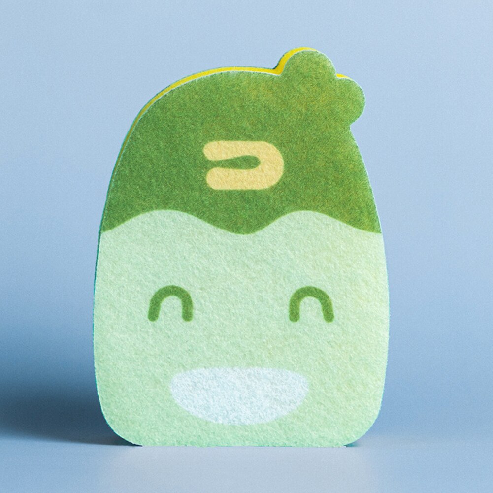 Utensilios de limpieza de cocina, toallitas de esponja con dibujos animados, cómodos y fáciles de limpiar: Verde