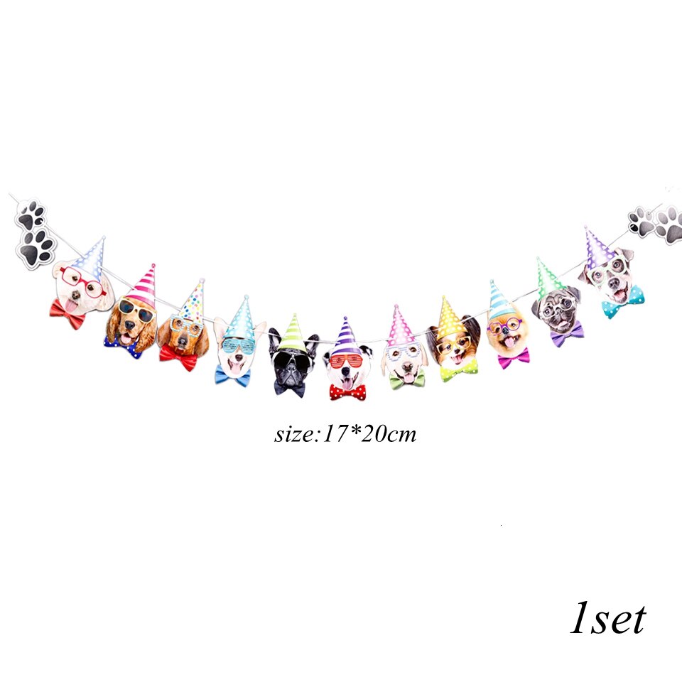 1 Set Dog Birthday Banner 12 Inch Dog Print Latex Balloons Cake Topper for Dog Theme Happy Birthday Party Decoration: 1 Set banner