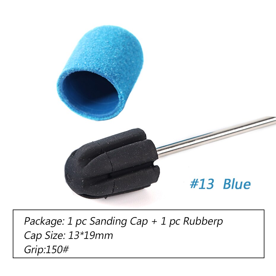 1pc taille mixte clou foret ensemble UV vernis nettoyage ongles limes 150 bandes de ponçage bloc casquettes électrique manucure Art outils BE725: No.13 Blue