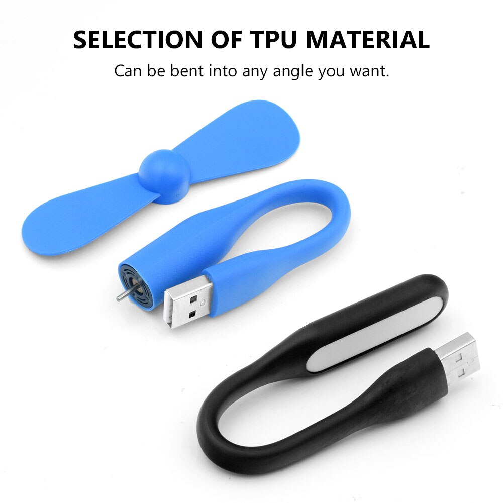 6 Colors Mini Flexible Portable Bendable USB Fan+LED Lamp Light Flexible For Apple Android Phone Laptop Desktop Power Bank