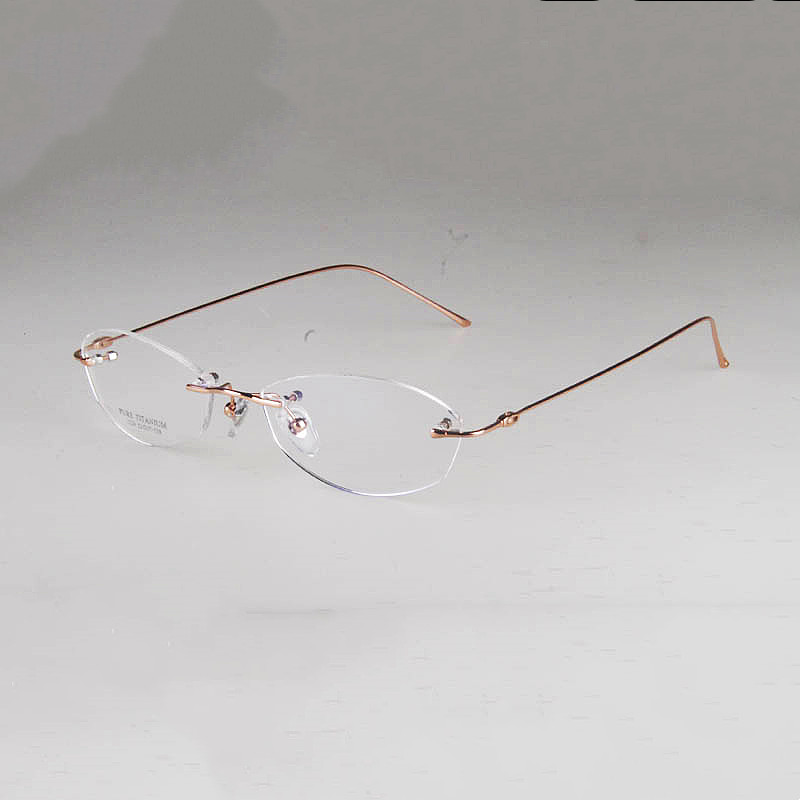 Women Rimless Glasses Pure Titanium Eyeglasses Optical Frame Prescription Frameless Spectacle Simple Line Temple 1280