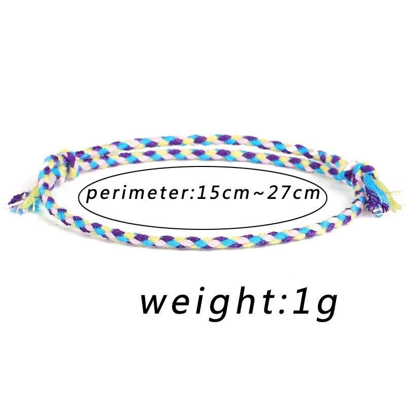 Pulsera de cuerda multicolor trenzada hecha a mano para hombre y mujer, brazalete ajustable étnico, joyería, de pareja