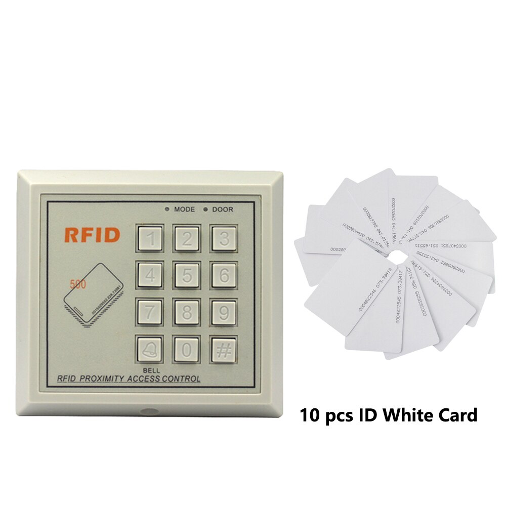 125Khz RFID Keypad Access Control System Device Machine RFID Card Reader Door Lock System 500 users gray: AC and10 ID CARD