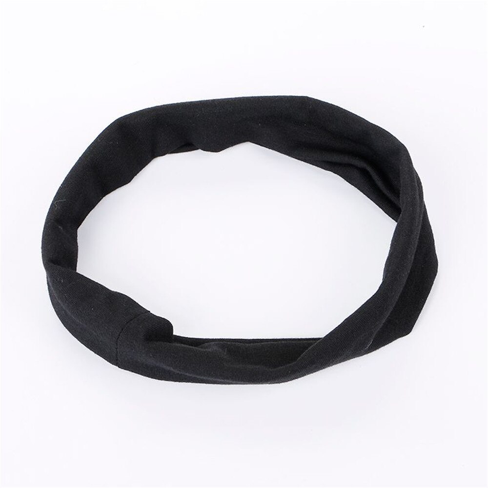 1 pc Sweat Absorb Soft Wide Cotton Elastic Headband Running Yoga Stretch Hairbands Women Girls Colorful Sports Headband: black