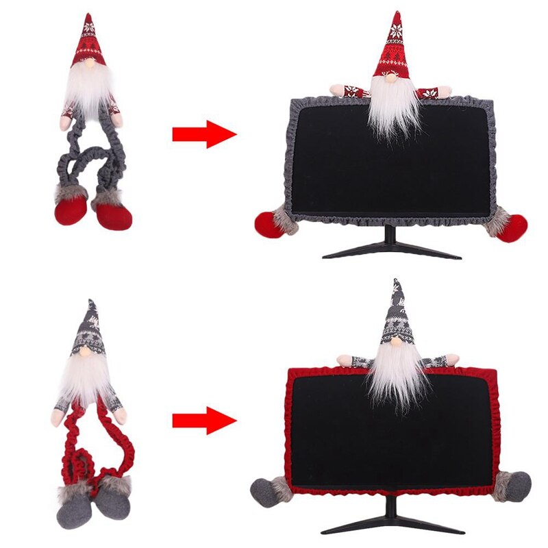 Ozdoby choinkowe dla domu 3D kreskówka las stary człowiek komputer osłona przeciwpyłowa nowy rok komputerowe dekoracje świąteczne-szary