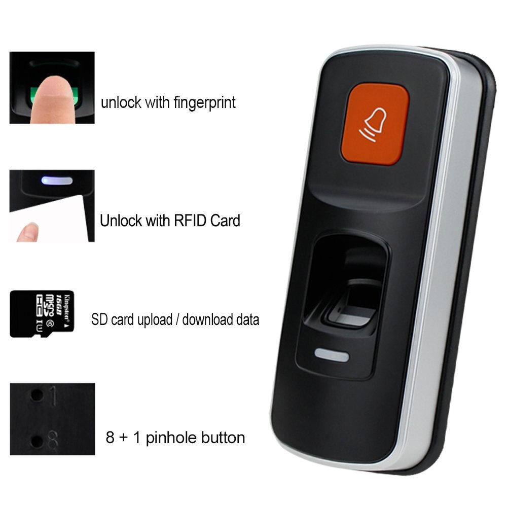 Biometrisk fingeraftryk dør adgangskontrol støtte finger  / id125 khz rfid kortlæser 1000 brugere dør adgang controller