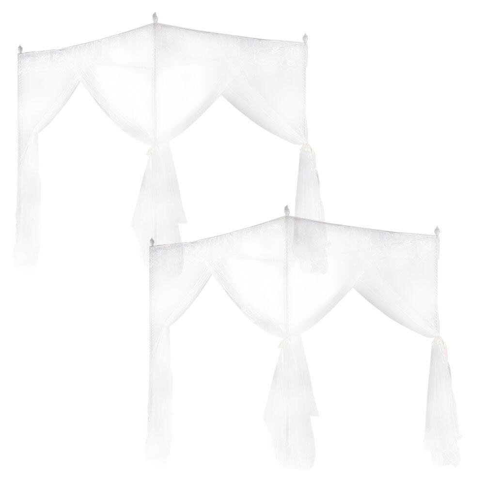 1 stk hvidt myggenet luksus prinsesse fire sideåbninger seng gardin baldakin myggenet dobbelt størrelse sengetøj