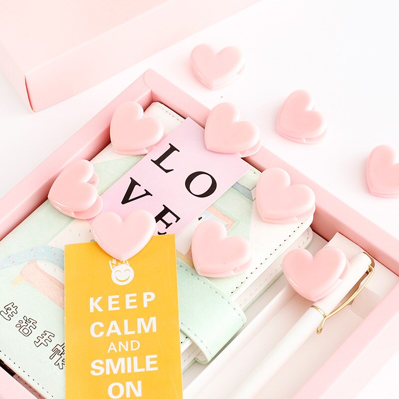 10 pcs Pink love decoration clips Cute Heart paper clip for Memo Photo Wedding Stationery girl Office school supplies A6967
