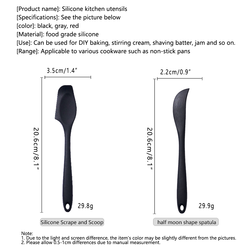 Juego de espátula y cuchillo para mantequilla multiusos de silicona para untar mantequilla, queso, mantequilla de maní, mermelada, raspador en forma de media luna