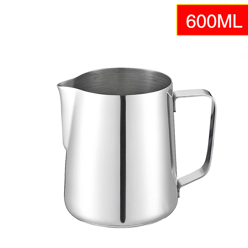 Stainless Steel Milk Frothing Jug Thick Coffee Milk Foamer Mugs Italian Latte Art Jug Milk Pitcher Frother Cup scale 350 -1000ml: 600ml