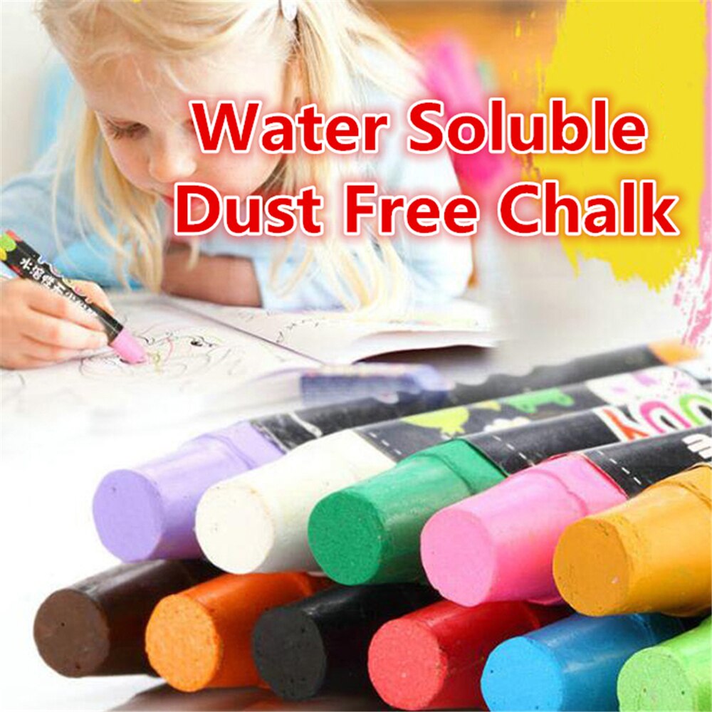 20Pcs Water Soluble Dust Free Chalk Color Environmental Safety Teacher Children Blackboard Doodle Mark Office Teaching Stationer