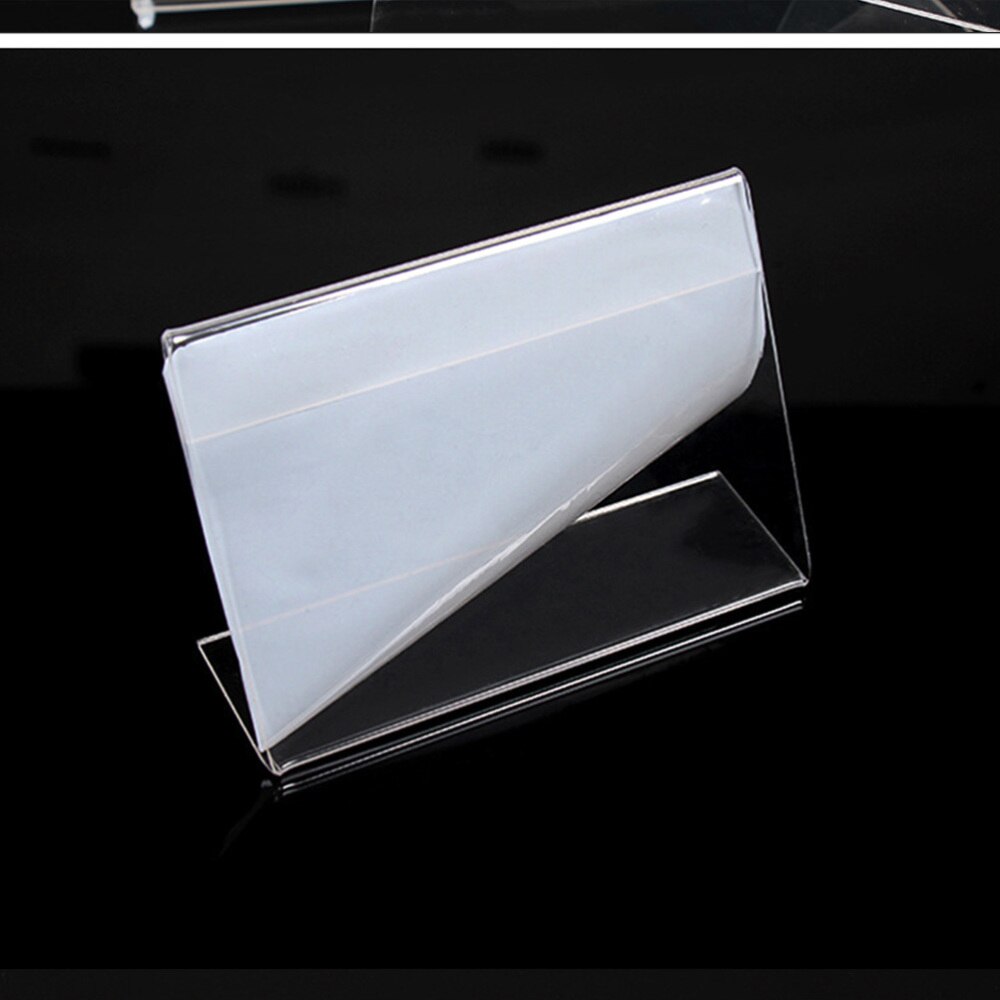 20pcs Shape Slanted Sign Holders Desktop Photo Paper Name Holder Display Stand Acrylic Sign Holders