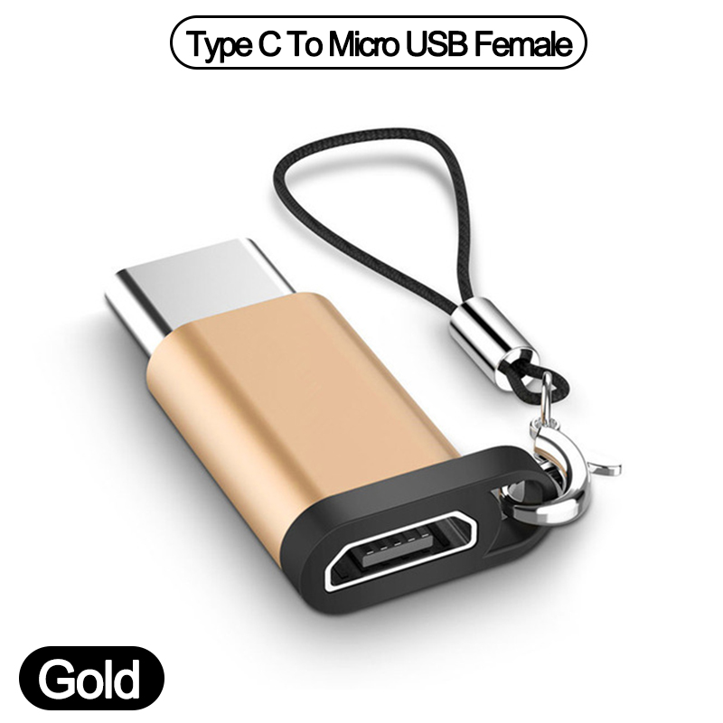 4 juegos de cable tipo C a Micro usb tipo C a USB 3,0, adaptador OTG, Cable de carga para MacbookPro, Xiaomi, Huawei, Samsung, cargador de teléfono: Type-C-Micro Gold