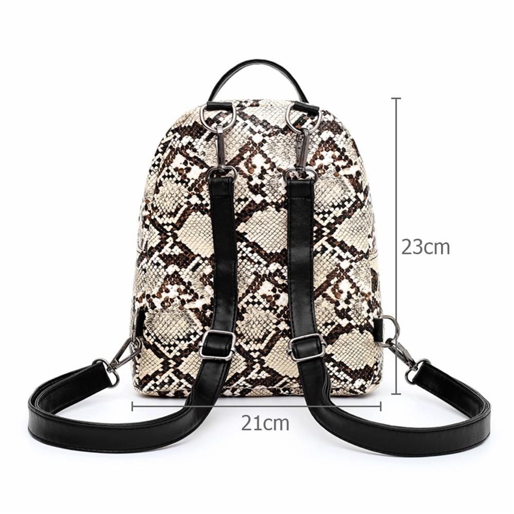 Girls Female Casual Animal Print Shoulder Crossbody Bags Women Large Capacity Snake Leopard Backpack PU Leather Knapsack