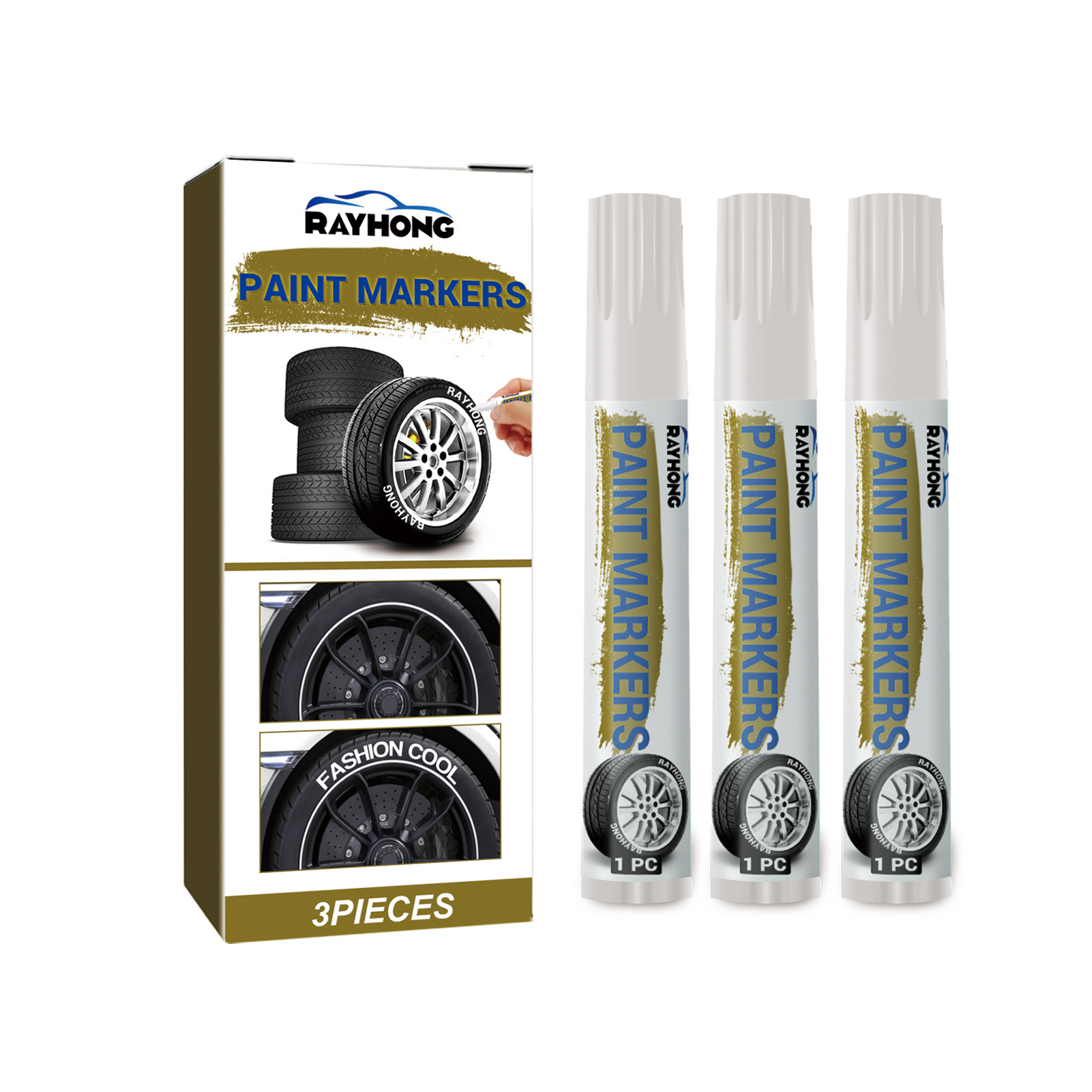 3 stücke Weiß Wasserdicht Autos Rad Reifen Öligen markieren Stift Auto Gummi Reifen Lackstift CD Metall dauerhaft Mangel Marker Graffiti berühren hoch: Ursprünglich Titel