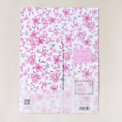 9 sztuk/zestaw 3 koperty + 6 arkuszy papier robić pisania nowość kwiat liść seria koperta na prezent biurowe: 1