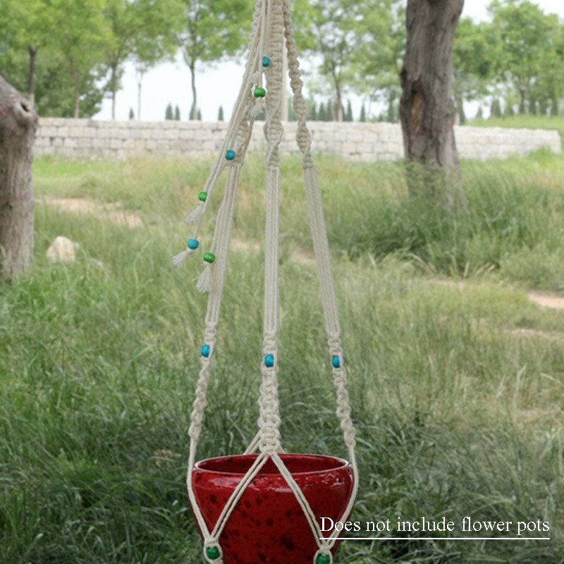 Green garden flower pot cotton rope hanging basket... – Vicedeal