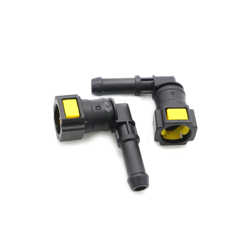 XUAN 2pcs 10mm D10 90 degree Fuel Line Quick Connector Fuel Quick Fittings Female Connector Car Accessories