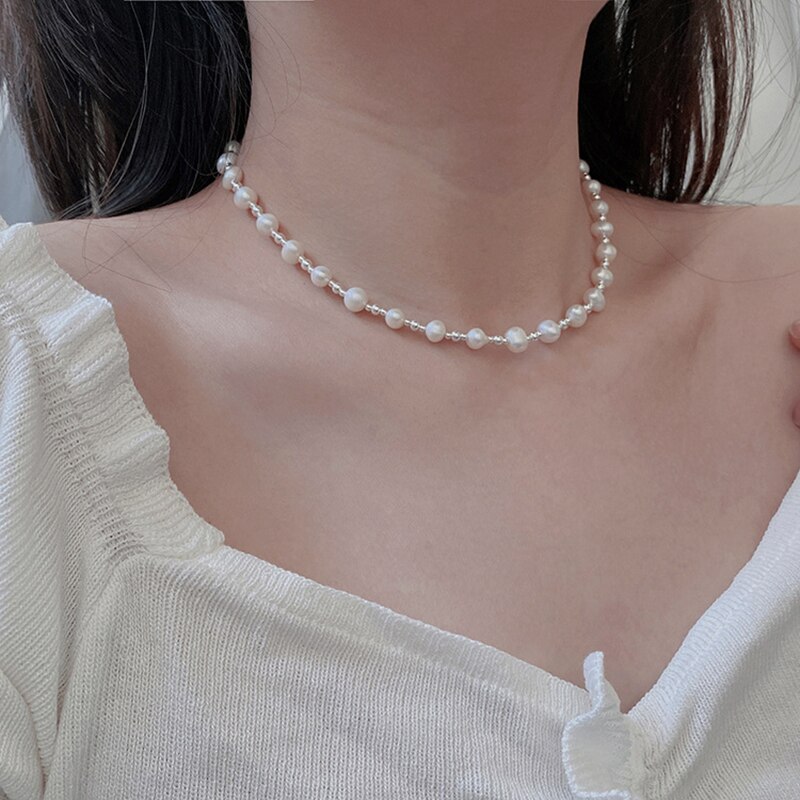 Schmetterlingshalskette aus sterlingsilber 925 natürlichen süßwasserperlen mit verstellbarer länge – #39 für partys