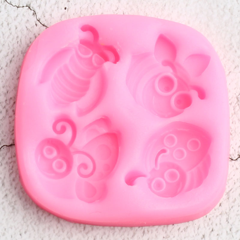 3D Insect Bugs Bee Silicone Mold Ladybug Butterfly Fondant Molds DIY Cake Decorating Tools Candy Clay Chocolate Gumpaste Moulds