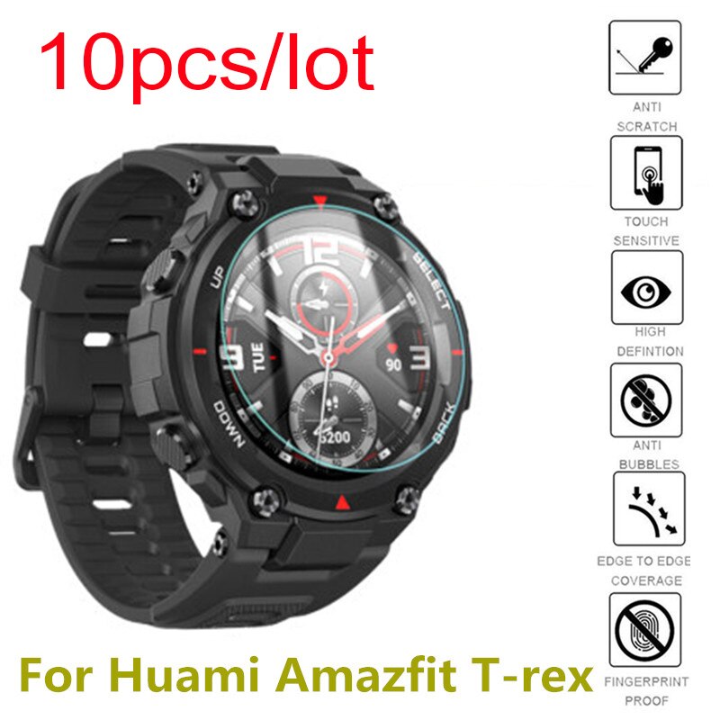 10 pakke for huami amazfit t-rex skjermbeskytter i herdet glass 9h ripesikkert eksplosjonssikkert smartklokke beskyttelsesglass