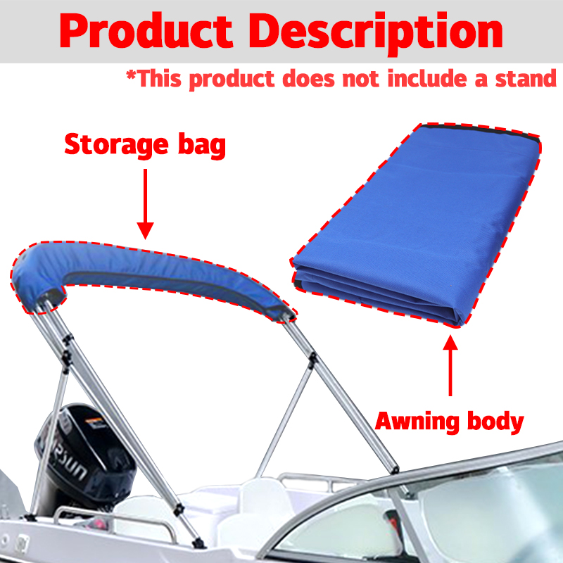 3-BOGEN-Bimini-Stiefelüberzug oben, 600D, wasserdicht, UV-Schutz, Bootsabdeckung, ohne Rahmen, staubdichte Marine-Abdeckung, Bootszubehör