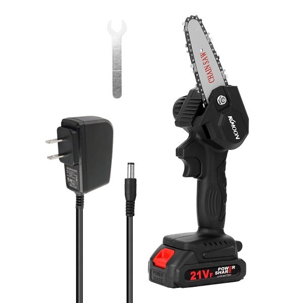 KKmoon-Mini Sierra de poda eléctrica para madera, motosierra recargable de empalme de madera pequeña, herramienta de carpintería para 1 mano, para registro de huerto y jardín: 1 Battery US