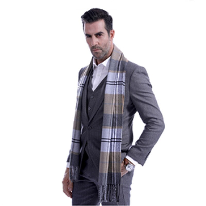 Scarf Mens Fine Thermal Tartan Scarves Winter Warm Soft Shawl Business Check Plaid Neck Wraps 190cm Long Scarf