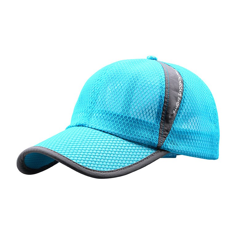 Sommer unisex par hat hurtig tør udendørs uv beskyttelse afslappet sport plaid mesh hætter: Blå