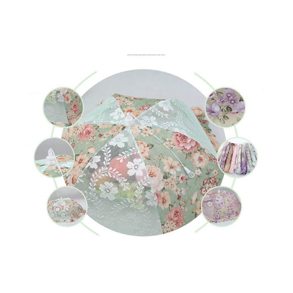 Køkken 70cm diameter blomsterprint insektsikkert fluesikkert sammenklappeligt fadbetræk sammenfoldeligt måltidsnetbetræk