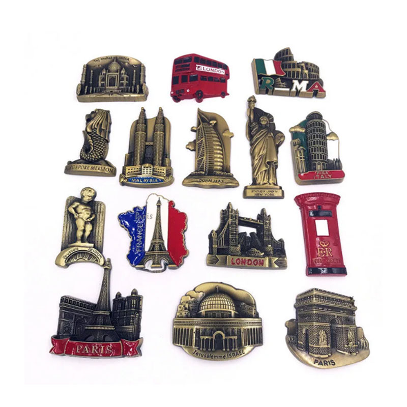 Imanes magnéticos de Metal para nevera, edificios icónicos del mundo turístico por recuerdos del país, imán de decoraciones para refrigerador, decoraciones para el hogar