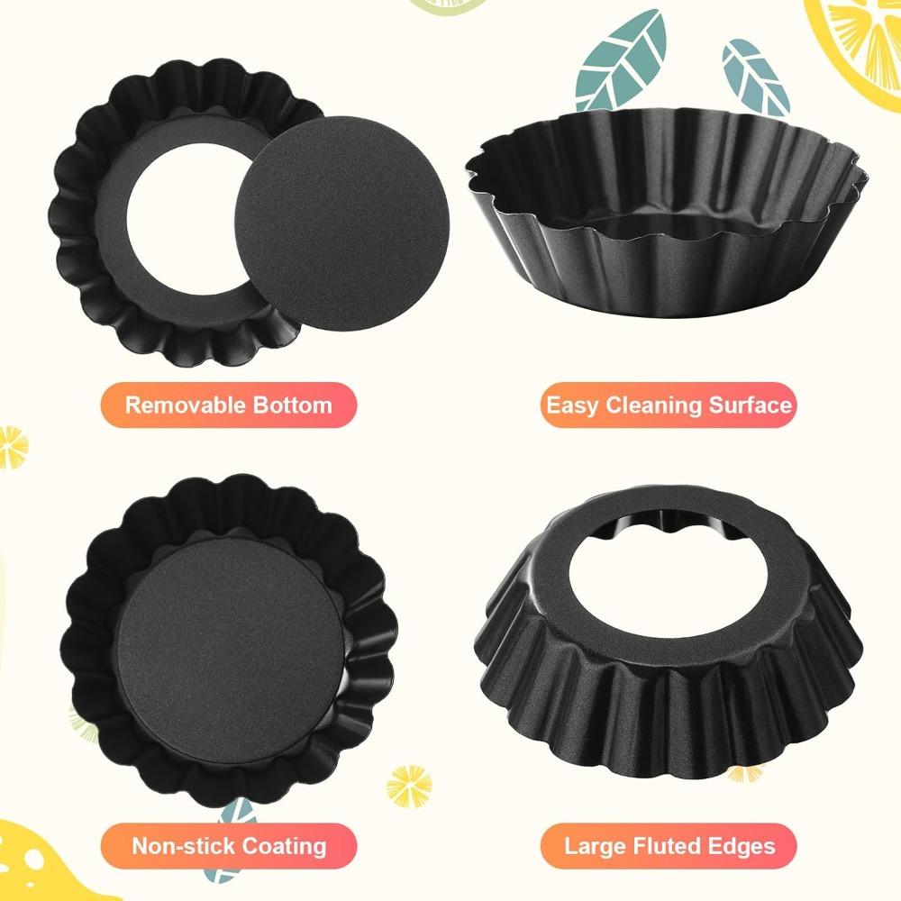 Mini-Törtchenformen, 8 cm, Eier-Törtchenformen mit abnehmbarem Boden, antihaftbeschichtet, kleine geriffelte Cupcake-Dosen, Törtchen, Quiche-Pfanne für Kuchen