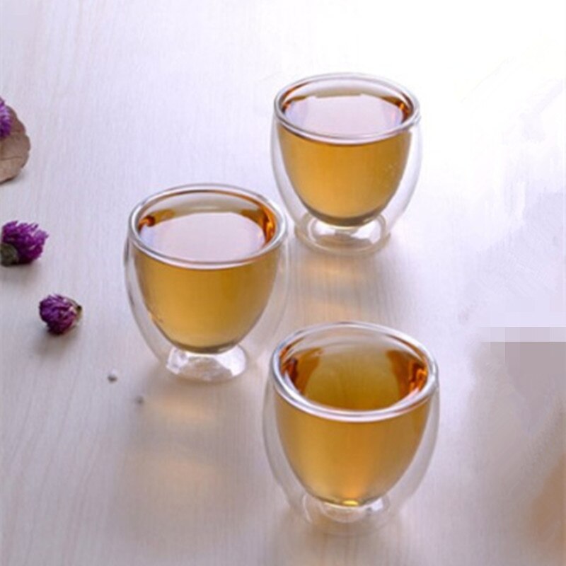 Dobbel vegg tekopp i glass varmebestandig kaffekrus sunne drikkevarer 80 250 350 450ml