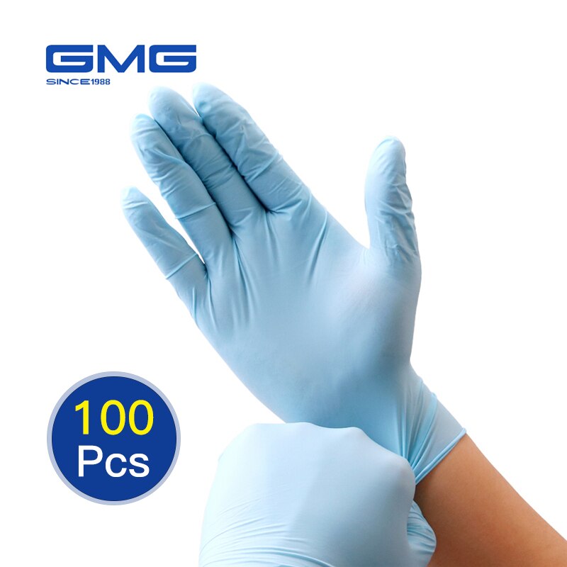 Nitrile Gloves 50pcs/100pcs Household Kitchen Cleaning Laboratory Mechanic Anti-Static Disposable Nitrile Gloves Work Safety: Blue 100Pcs / S