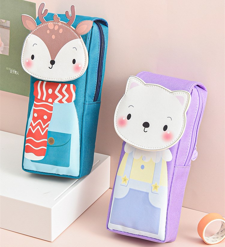 Astuccio per animali Kawaii astuccio per cancelleria in tela astucci per matite per bambini astuccio per penne studente simpatico sacchetto di immagazzinaggio borse per penne grandi