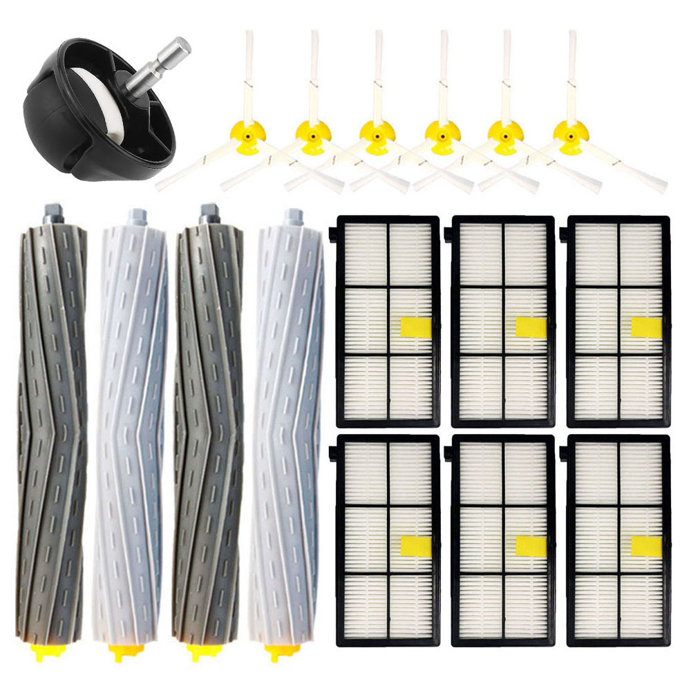 Caja de polvo filtro Hepa cepillos laterales principales para iRobot Roomba 800 805 806 850 860 864 865 866 870 871 875 880 885 960 964 966 970 975: Amarillo claro