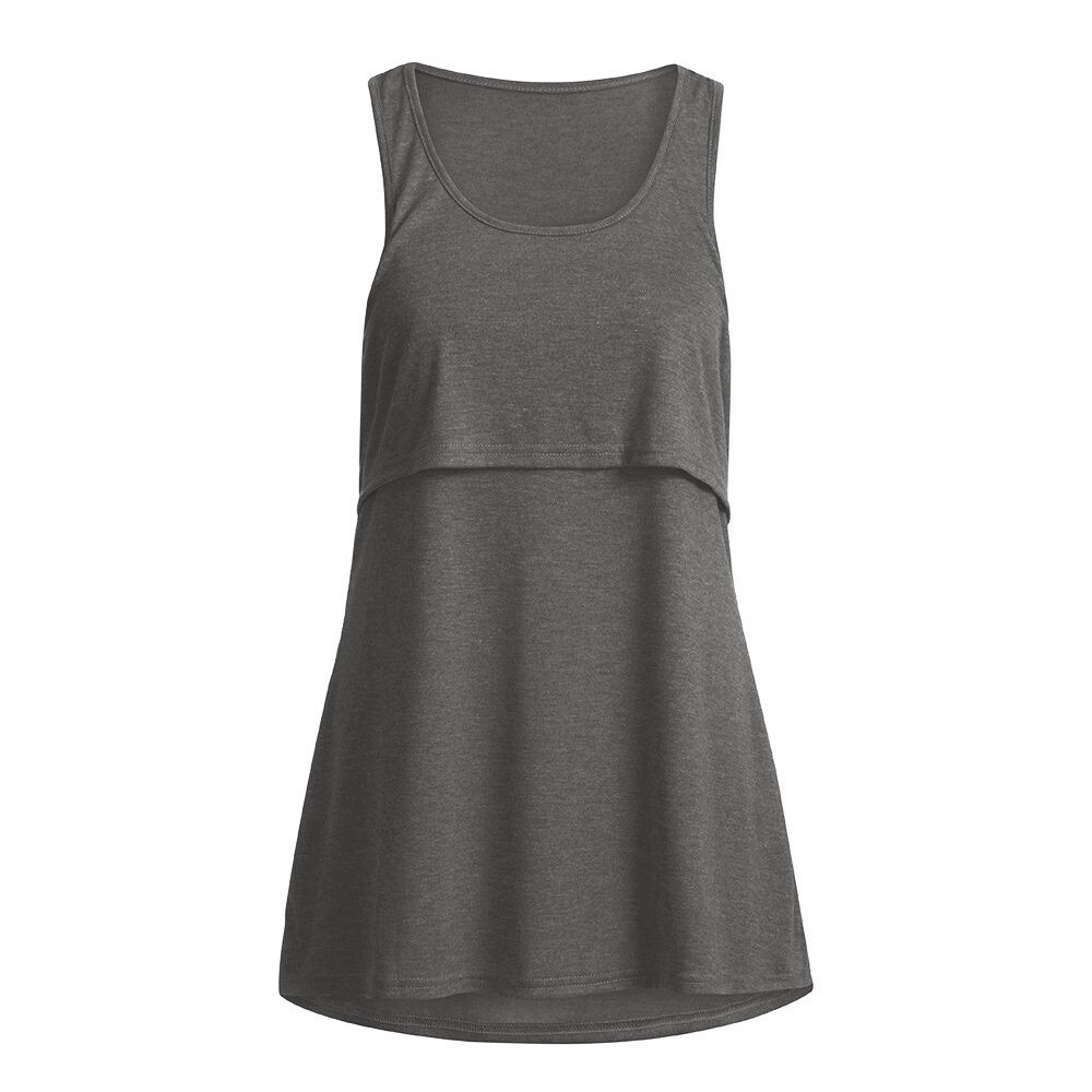 Women Maternity Loose Comfy Pull-up Nursing Tank Tops Vest Breastfeeding Camis 3 Colors Maternity Daily Casual Loose Camis: Black / S