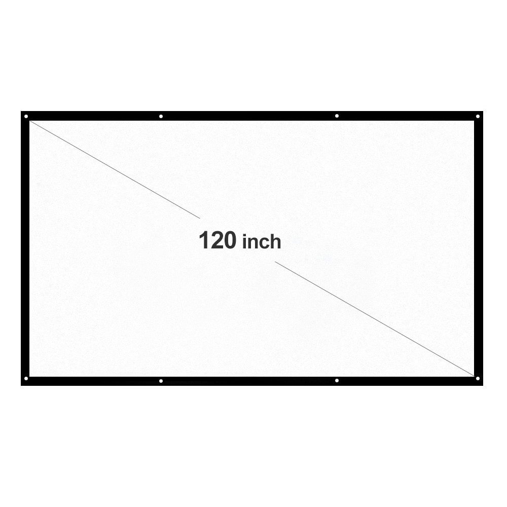 H120 120'' Portable Projector Screen HD 16:9 White Dacron 120" Diagonal Video Projection Screen Foldable Wall Mounted for Home
